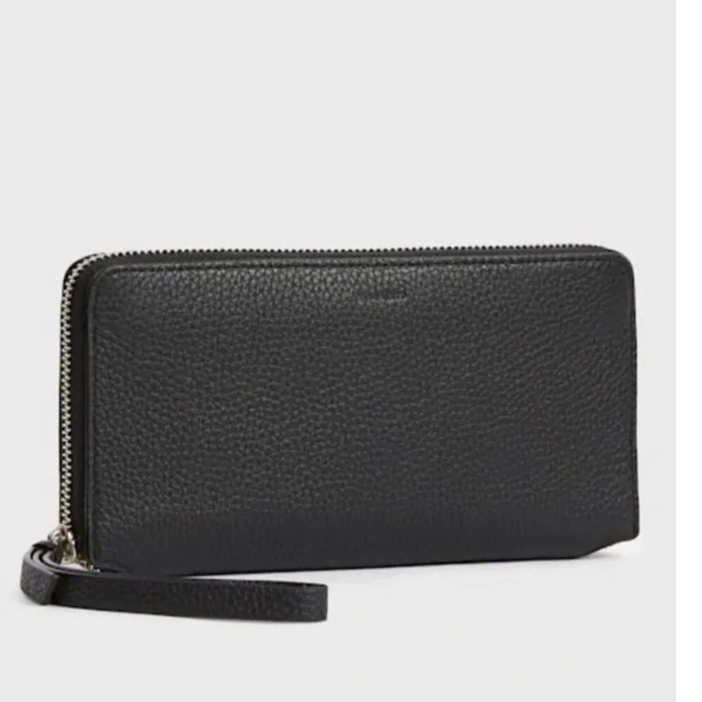 Allsaints Pebbled Leather Full Zip Wallet - Black